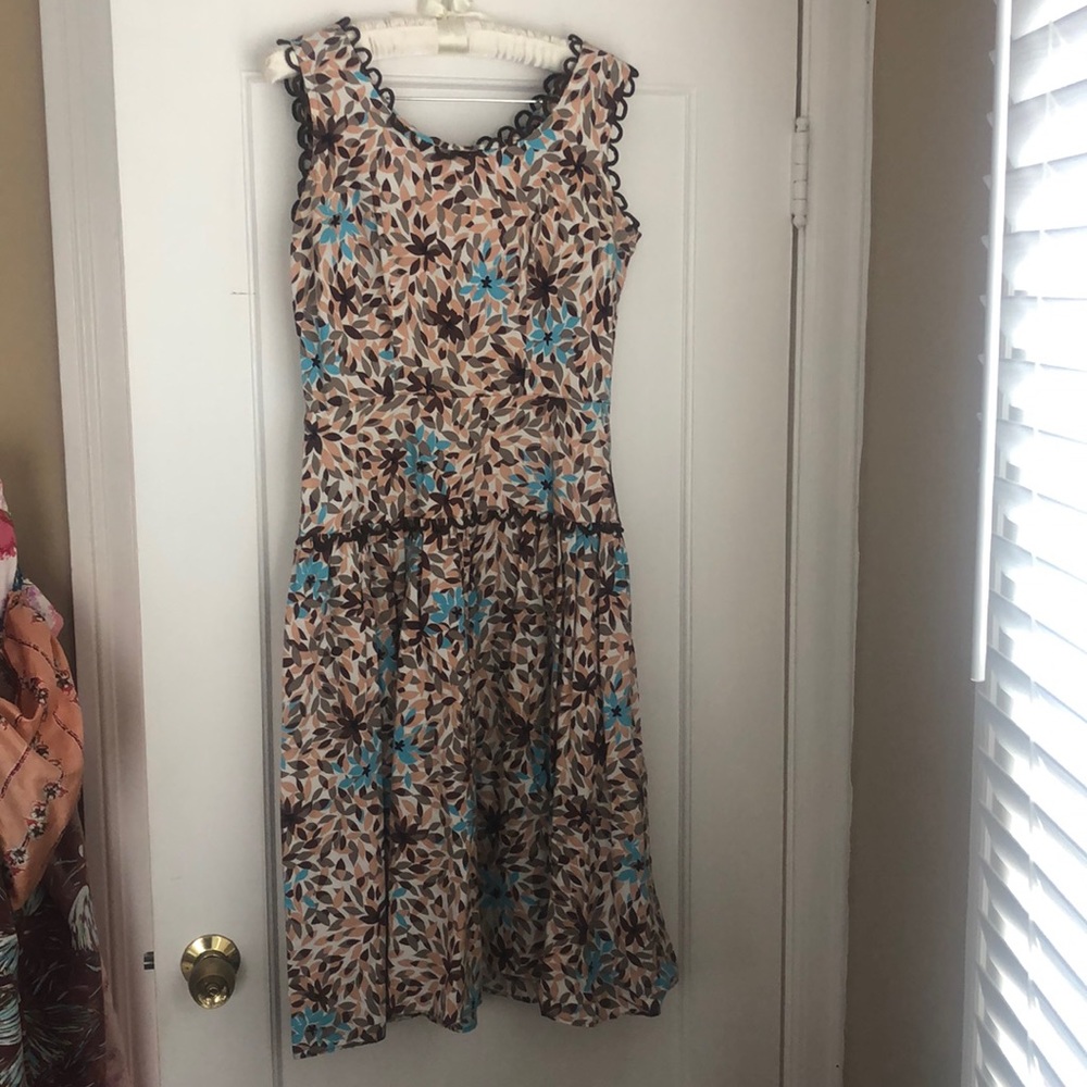 1950s Brentwood Cottons Abstract Floral Dress